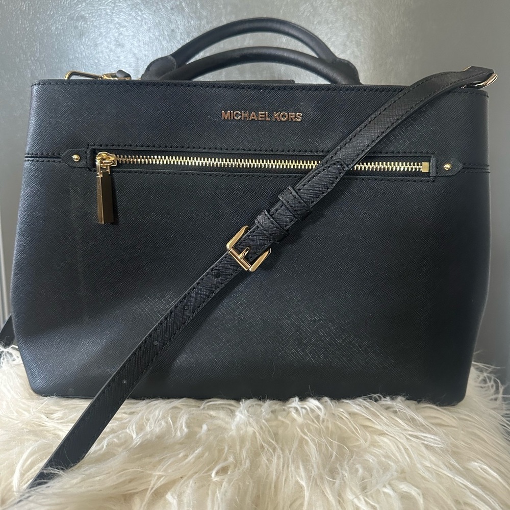Michael Kors Hailee Crossgrain Leather Satchel - Picture 3 of 12
